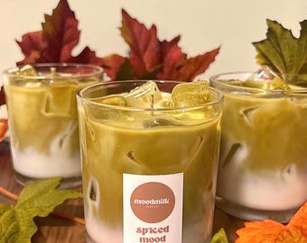 Vela de café helado con especias de calabaza / Regalo de decoración otoñal para el hogar / Aroma a vainilla y especias
