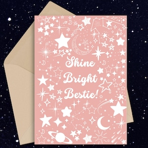 Shine Bright Bestie Printable Greeting Card - Best Friend Card - Best Friend Celebration Card - BFF Greeting Card