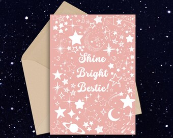 Shine Bright Bestie biglietto d'auguri stampabile - biglietto migliore amico - biglietto di celebrazione migliore amico - biglietto di auguri BFF