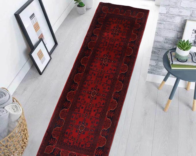 Hand-knotted Red Khal Mohammadi Runner, 2.62 X 8.20 ft