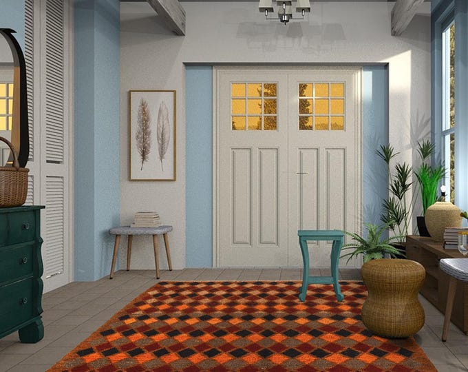 Hand-knotted Brown and Rainbow Baluchi , 3.93 x 6.56 ft