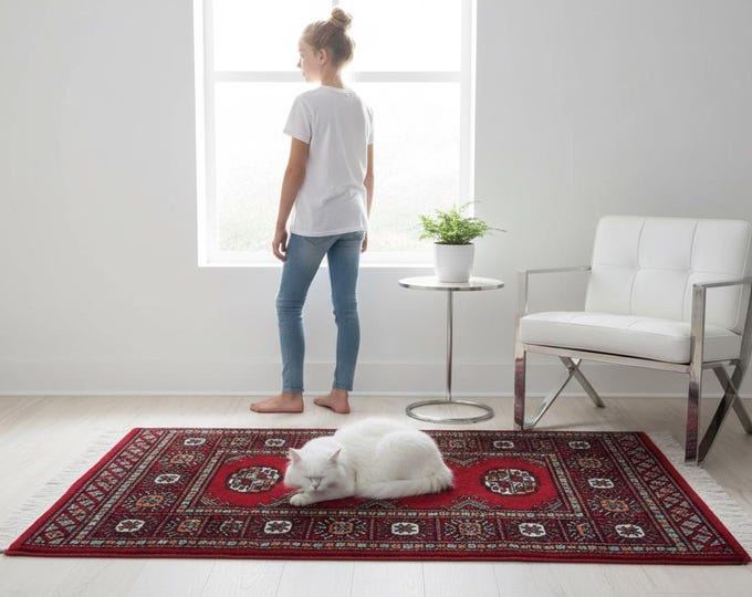 2.0 X 2.11 ft Gray Geomatrical Handmade, Mori Bokhara Cotton and Wool