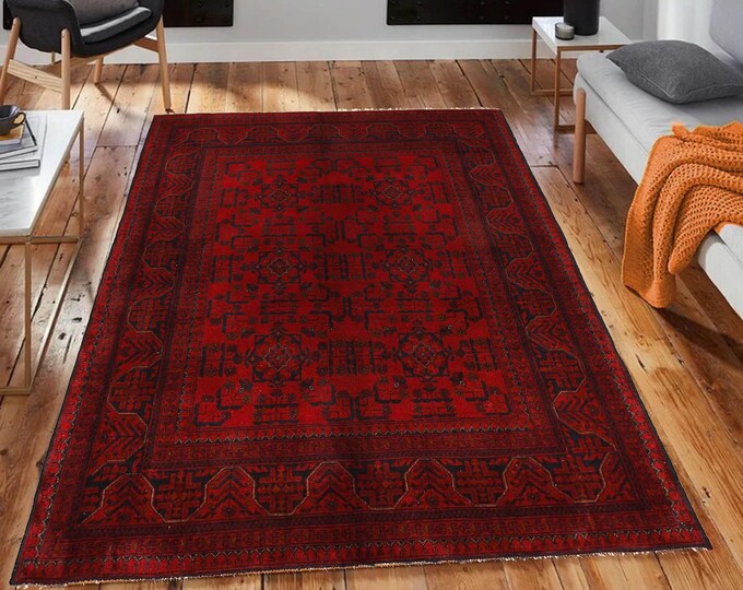 Hand-knotted Red Khal Mohammadi, 4.92 x 6.56 ft