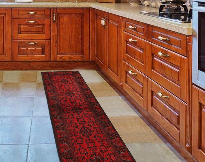 Hand-knotted Red Khal Mohammadi Runner, 2.62 X 9.84 ft