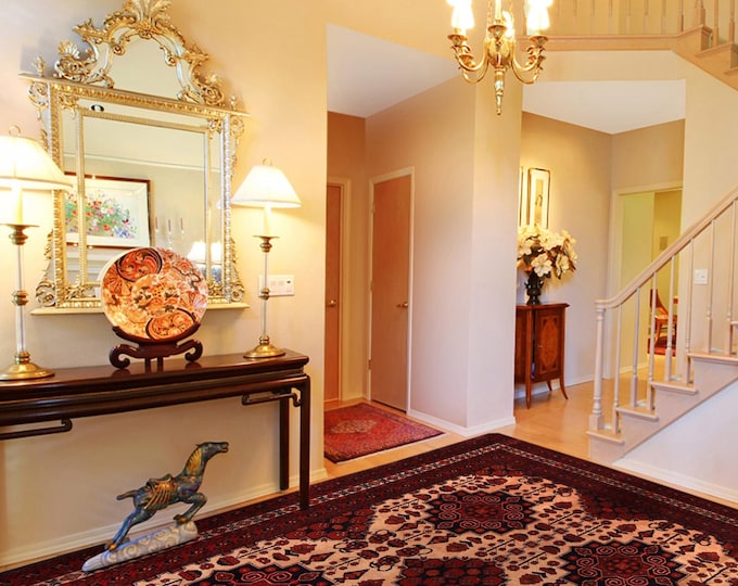 Hand-knotted Khal Mohammadi Red and Beige, 6.56 X 9.84ft