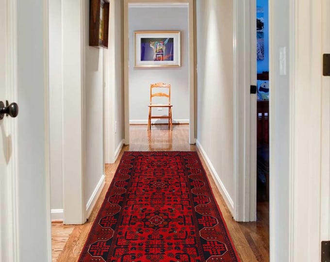 Hand-knotted Orange Khal Mohammadi Runner, 1.96 X 6.56ft