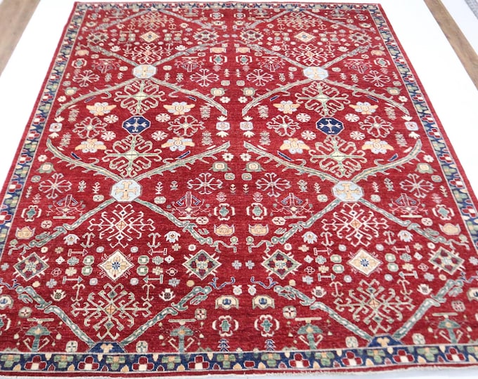8x10 Bidjar Area Rug – Hand Knotted Wool, Deep Red Persian Style