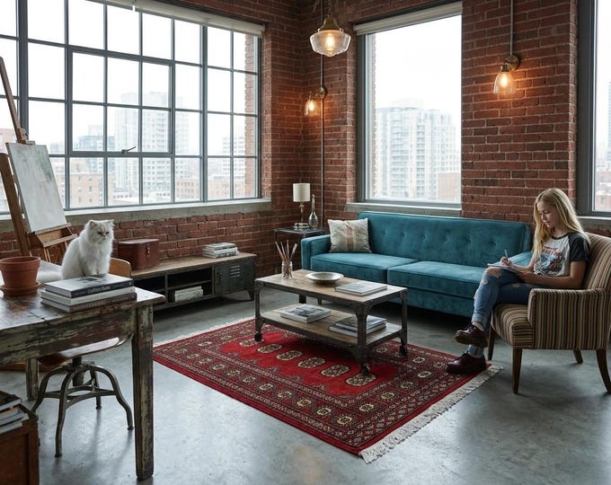 2.7X 4.2 ft Red Geomatrical Handmade Runner, Mori Bokhara Cotton and Wool