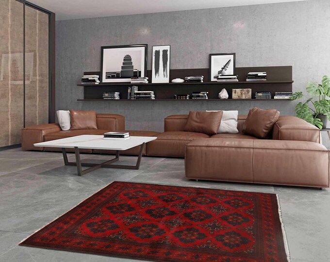 Hand-knotted Red Khal Mohammadi, 4.92 x 6.56 ft