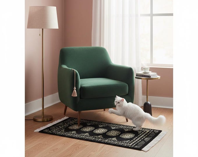 2.0 X 3.2 ft Black Geomatrical Runner Handmade, Mori Bokhara Cotton and Wool