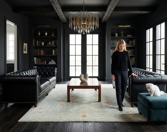 6.0 X 8.10 ft Gray Floral Handmade ,Oshak Wool