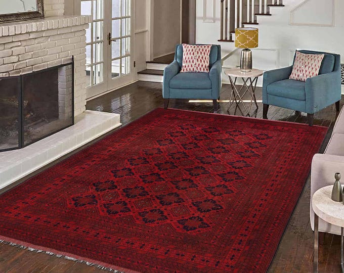 Hand-knotted Red Khal Mohammadi , 6.56 X 9.84ft