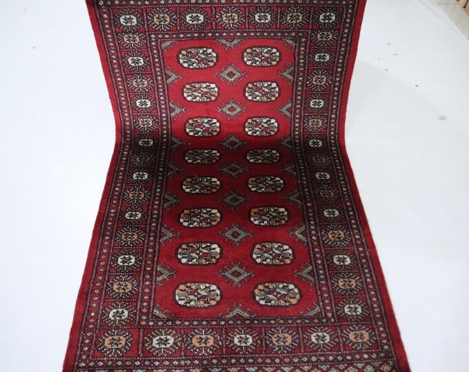 Hand Knotted Wool Mori Bokhara Rug, 3x5 Ft, Tribal Geometric Design