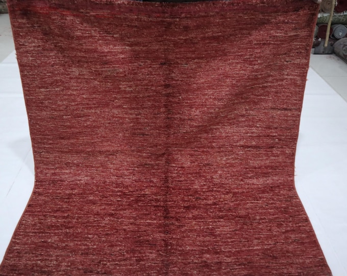 Burgundy Gabbeh Rug – 5x5 Ft Afghan Hand-Knotted Wool