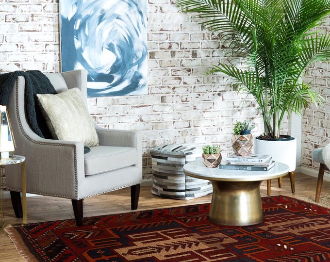 Hand-knotted Baluchi in Red and Blue 2.95 x 4.59 ft