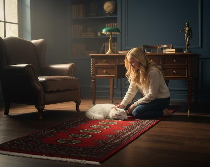 2.0 X 5.11 ft Brown Geomatrical Runner Handmade, Mori Bokhara Cotton and Wool