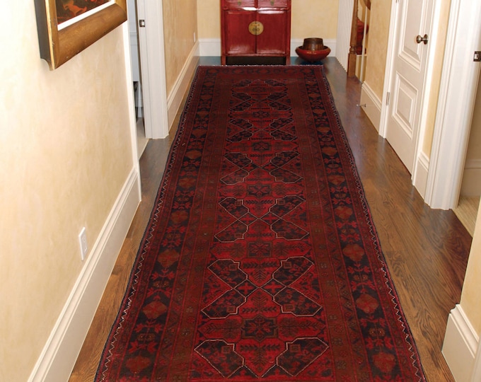 Hand-knotted Red Khal Mohammadi Runner, 2.62 X 9.84 ft