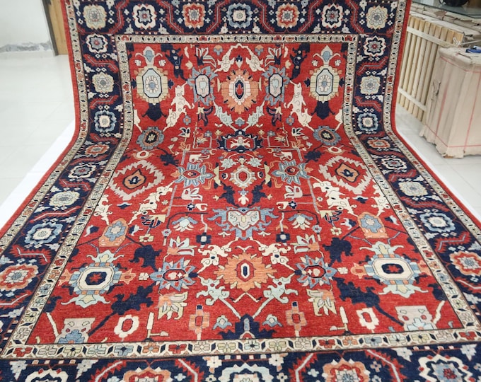 Oversize Rusty Red Chobi Rug – 10x13 ft Hand-Knotted Afghan Wool
