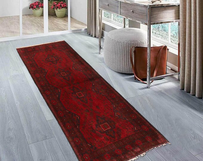 Hand-knotted Red Khal Mohammadi Runner, 1.96 X 6.56ft