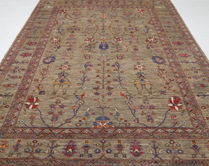 Handmade Afghan Wool Area Rug – 6x8 Sultani Floral Rug, Traditional Oriental Style
