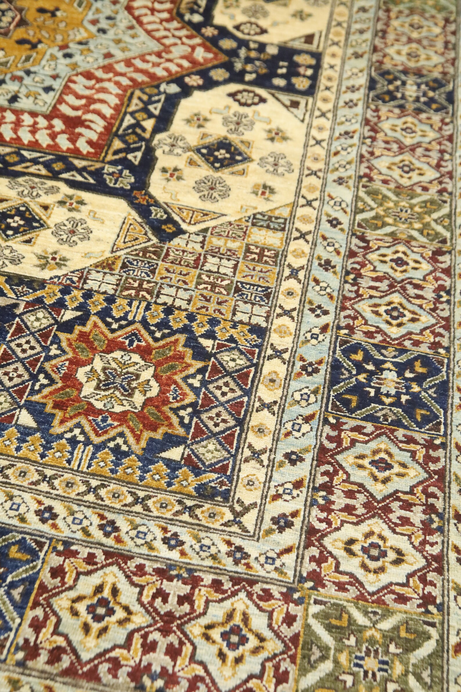 8x10 Blue Mamluk Wool Rug – Handmade Turkish Geometric Carpet - Etsy