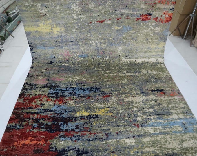 8x10 Multicolor Abstract Wool Rug – Hand Knotted Afghan Rug