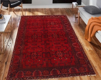Hand-knotted Red Khal Mohammadi ,4.26 x 6.23 ft