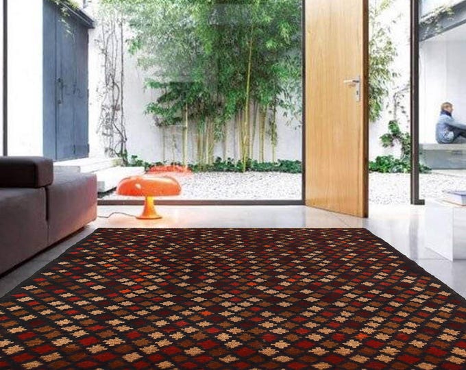 Hand-knotted Baluchi Blue and Rainbow, 3.93 x 6.56 ft