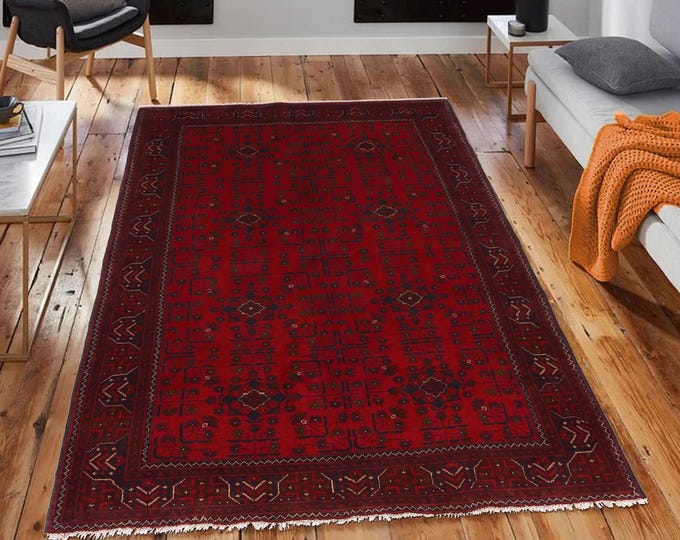 Hand-knotted Red Khal Mohammadi, 4.92 x 6.56 ft