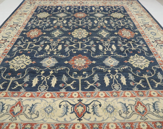 Blue Chobi Wool Rug 8x10 – Hand-Knotted Afghan Rug