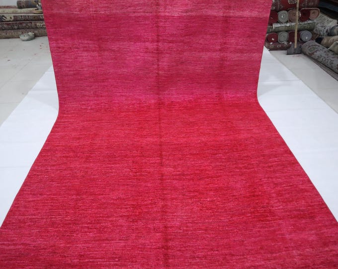 7x10 Gabbeh Area Rug - Shocking Pink Afghan Wool Handmade
