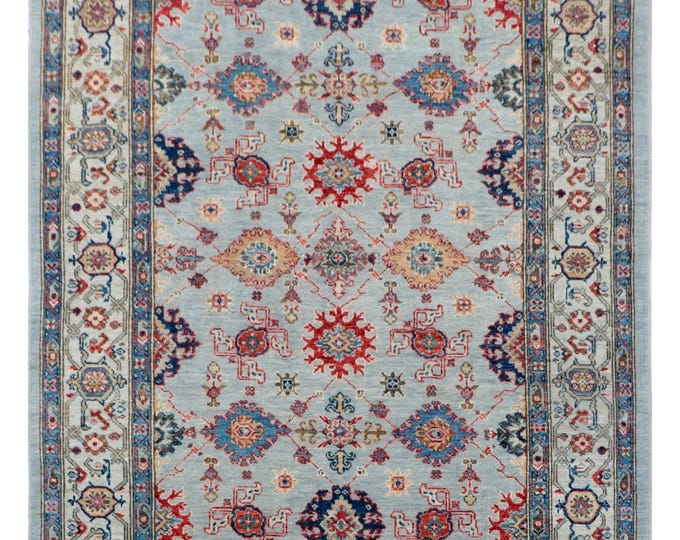 5.10 X 8.8 ft Gray and Beige Floral Handmade ,Oshak Wool