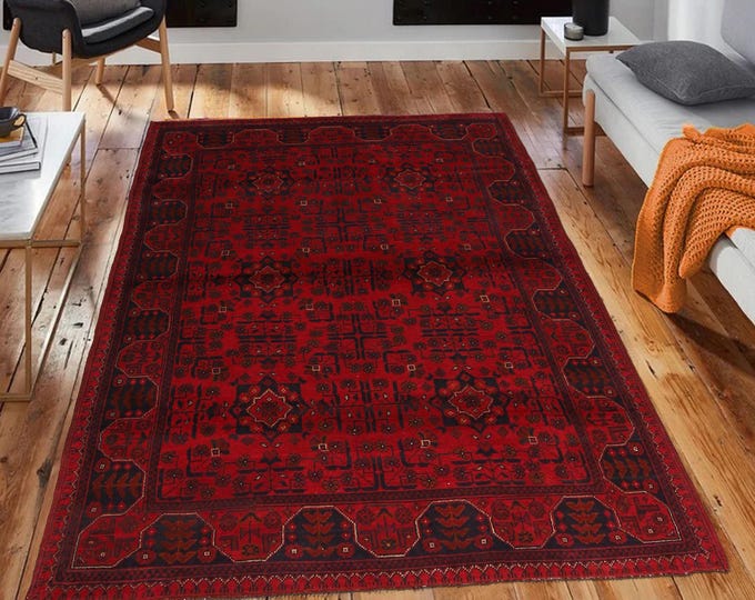 Hand-knotted Red Khal Mohammadi, 4.92 x 6.56 ft