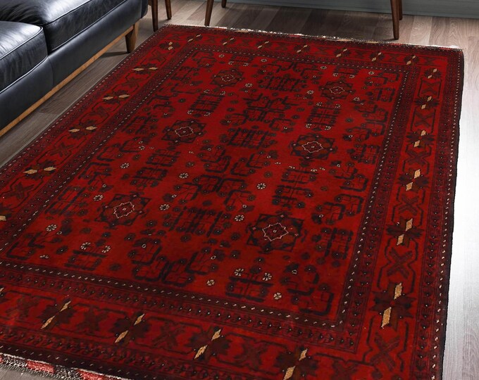 Hand-knotted Red Khal Mohammadi, 4.92 x 6.56 ft