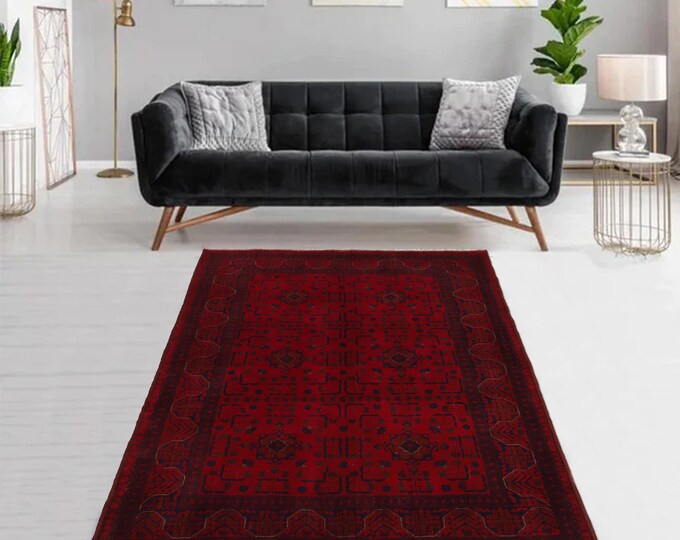 Hand-knotted Red Khal Mohammadi, 4.92 x 6.56 ft