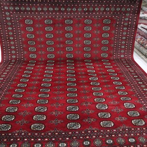 9x12 Ft Mori Bokhara Area Rug, Red Rug, Hand Knotted Soft Wool Rug, Tribal Rugs, Geometric Rugs, Living & Dining Room Rug, Bedroom Rug, Rugs