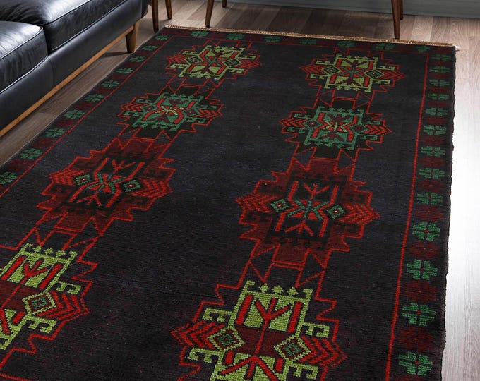 Hand-knotted Blue Baluch, 3.93 x 6.56 ft