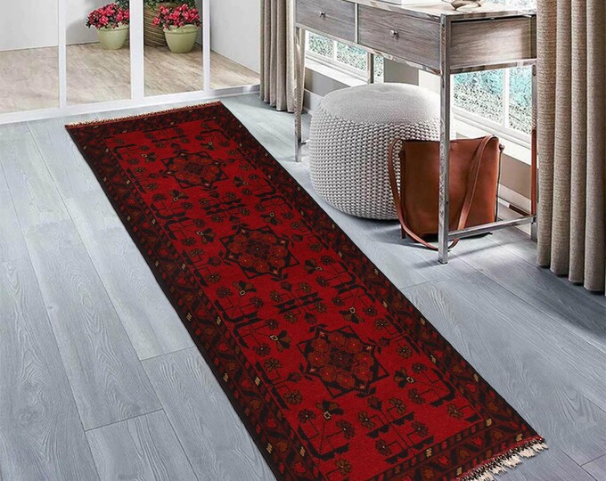 Hand-knotted Red Khal Mohammadi Runner, 1.64 X 4.92ft