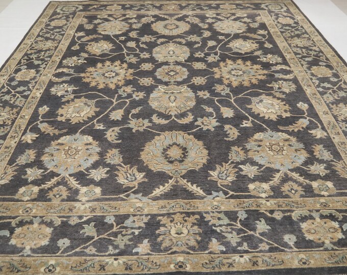 8x10 Dark Gray Afghan Chobi Rug – Handmade Wool Oriental Rug