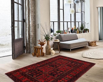 Hand-knotted Red Khal Mohammadi, 3.28 x 4.92ft