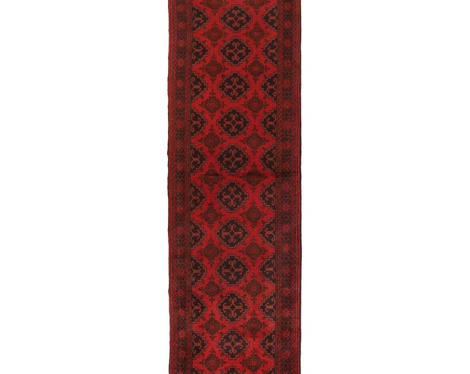 Hand-knotted Red Khal Mohammadi Runner, 2.62 X 9.84 ft