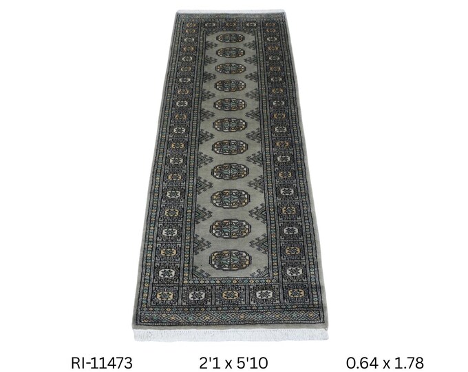 Hand-knotted Gray Mori Bokhara Cotton and Wool Rug, 2.1 x 5.10 ft