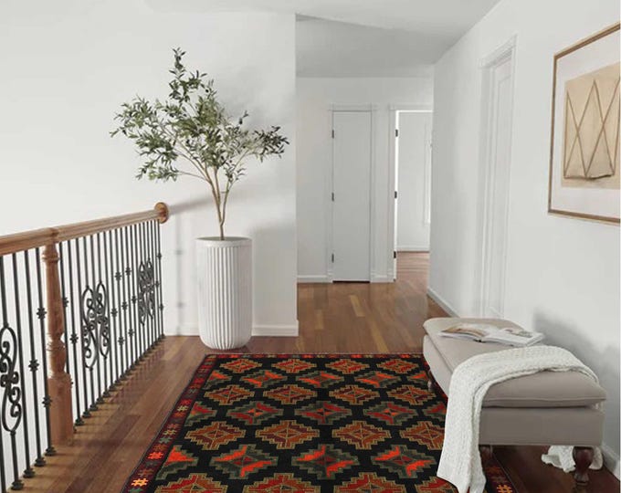 Hand-knotted Baluchi Blue and Brown, 3.93 x 6.56 ft