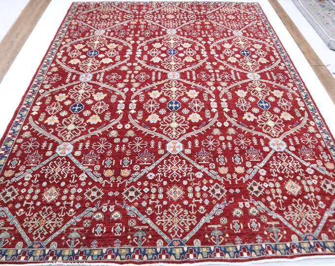 9x12 Red Bidjar Rug – Handmade Afghan Wool Floral Area Rug