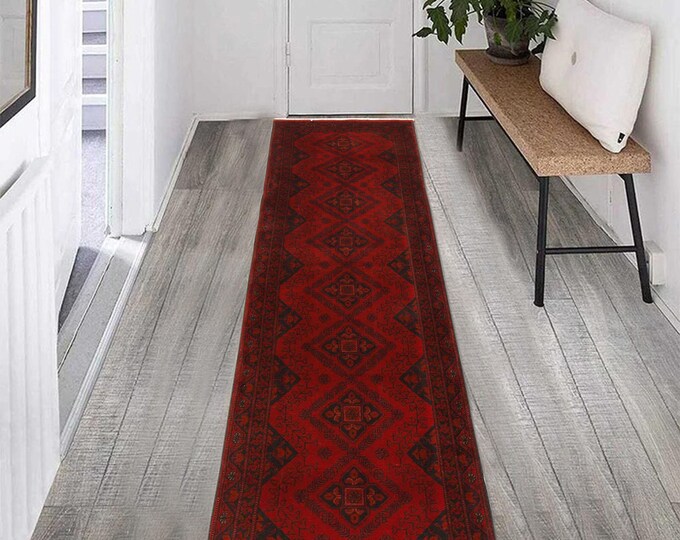 Hand-knotted Red Khal Mohammadi Runner, 2.62 X 9.84 ft