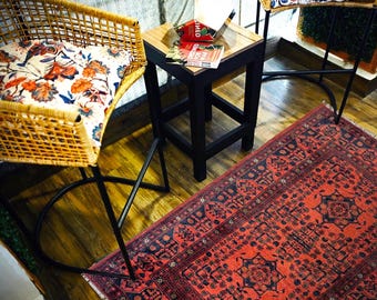 Hand-knotted Khal Mohammadi Orange and Blue, 3.28 x 4.92ft