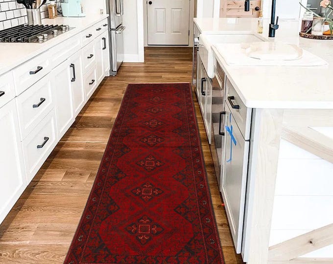 Hand-knotted Khal Mohammadi Brown and Blue Runner, 2.62 X 9.84 ft