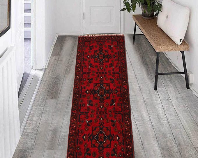 Hand-knotted Red Khal Mohammadi Runner, 1.64 X 4.92ft