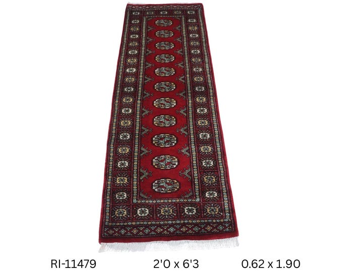 Hand-knotted Red Mori Bokhara Cotton and Wool , 2.0 x 6.3 ft