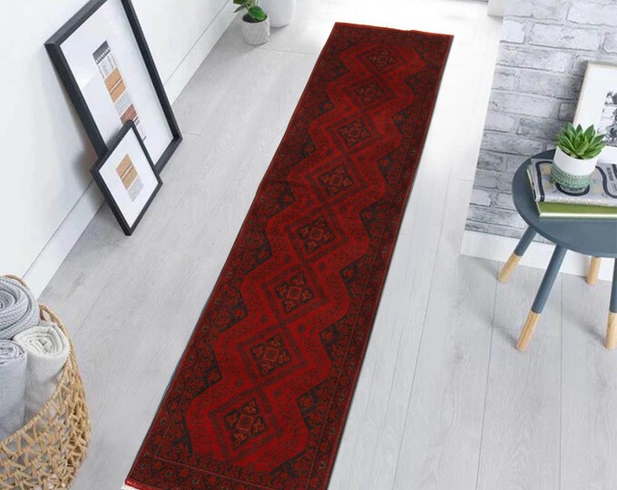 Hand-knotted Red Khal Mohammadi Runner, 2.62 X 9.84 ft